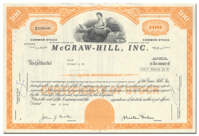 McGraw-Hill, Inc. Stock Certificate