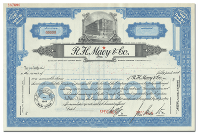 R. H. Macy & Co., Inc. Specimen Stock Certificate