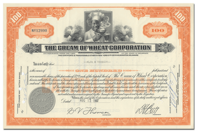 Cream of Wheat Corporation Stock Certificate