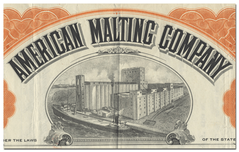American Malting Company Stock Certificate