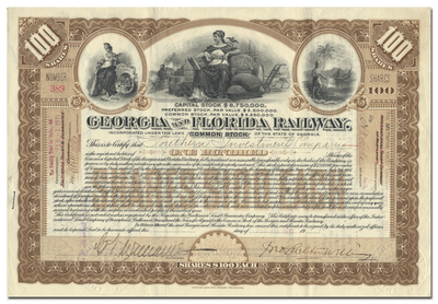 Georgia and Florida Railway Stock Certificate