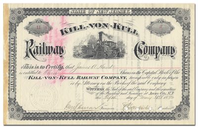 Kill-von-Kull Railway Company Stock Certificate