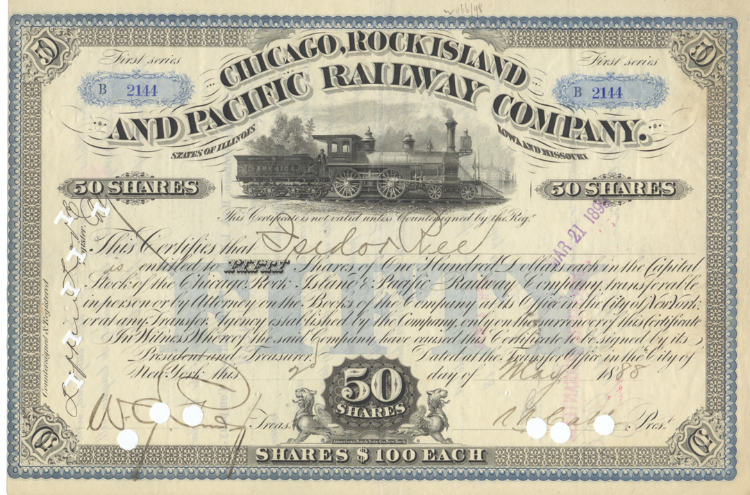 Chicago, Rock Island and Pacific Railway Company Stock Certificate