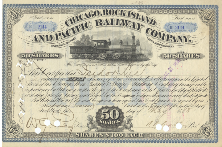 Chicago, Rock Island and Pacific Railway Company Stock Certificate