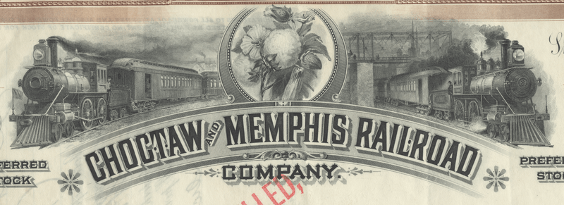 Choctaw and Memphis Railroad Company Stock Certificate