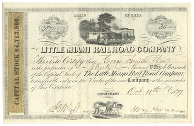 Little Miami Rail Road Company Stock Certificate