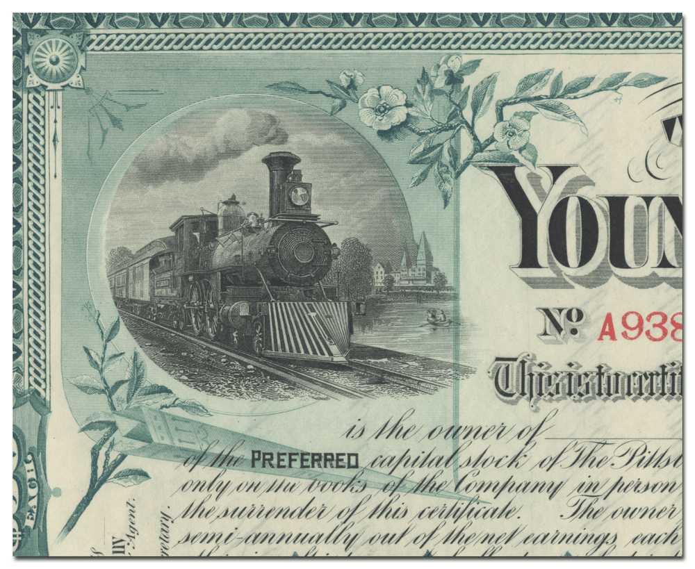 Pittsburgh, Youngstown & Ashtabula Railroad Company Stock Certificate