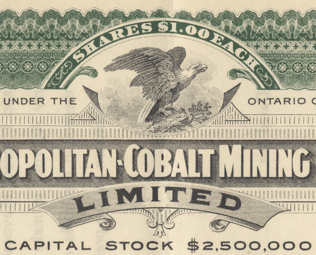 Metropolitan-Cobalt Mining Company Stock Certificate