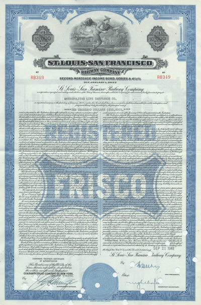 St. Louis - San Francisco Railway Company Bond Certificate