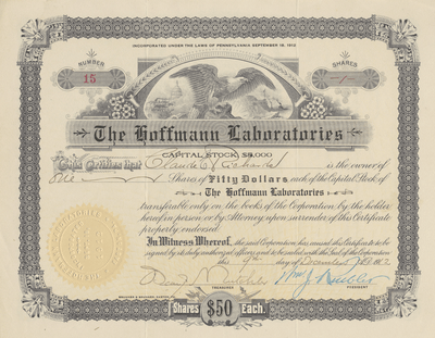 Hoffmann Laboratories Stock Certificate