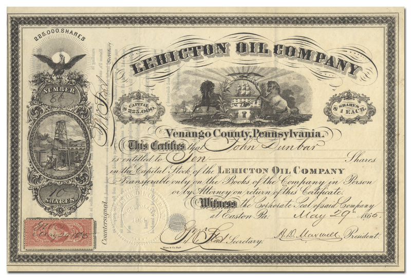 Lehicton Oil Company Stock Certificate