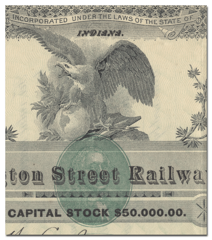 Washington Street Railway Company Stock Certificate