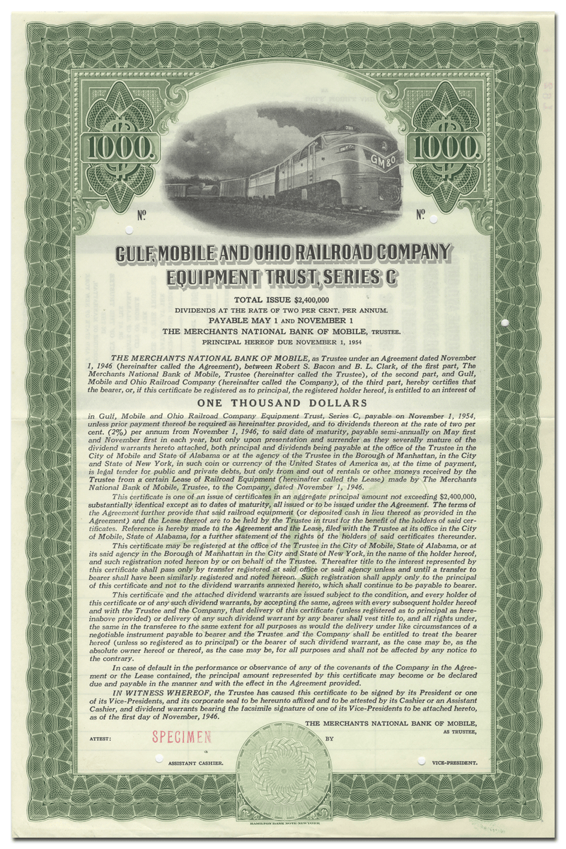 Gulf, Mobile and Ohio Railroad Company Equipment Trust Certificate