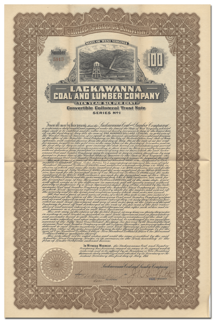 Lackawanna Coal and Lumber Company Bond Certificate