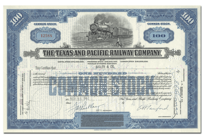 Texas and Pacific Railway Company Stock Certificate