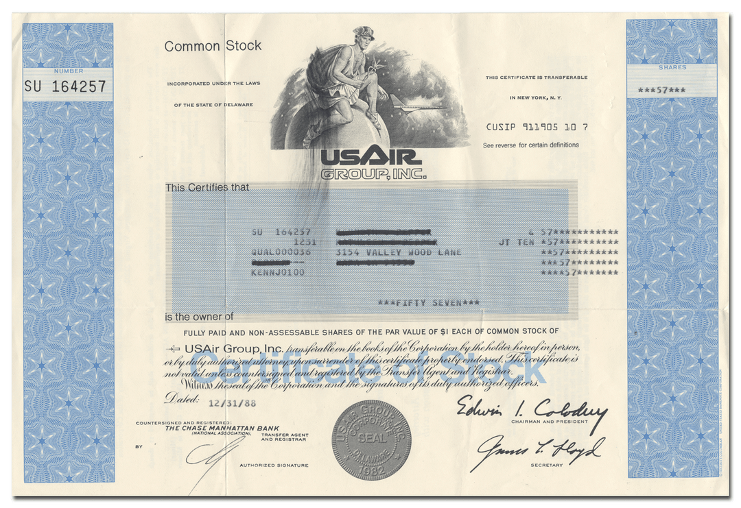 USAIr Group, Inc. Stock Certificate