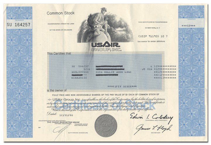 USAIr Group, Inc. Stock Certificate