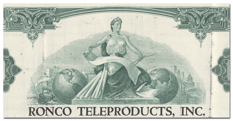 Ronco Teleproducts, Inc. Stock Certificate