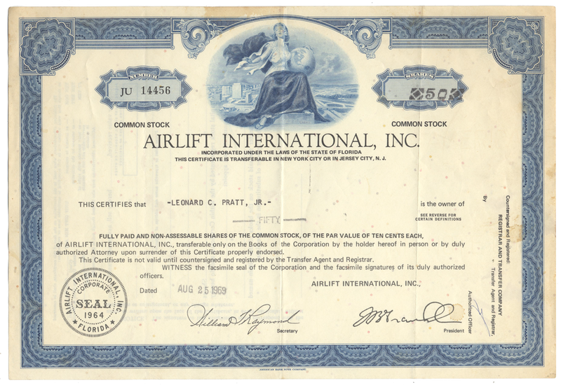 Airlift Interational, Inc. Stock Certificate