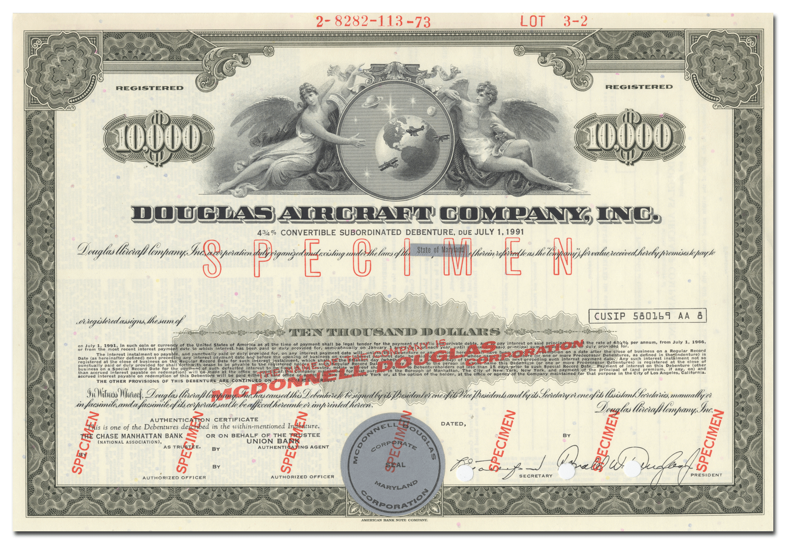 Douglas Aircraft Company, Inc. Bond Certificate - Ghosts of Wall Street