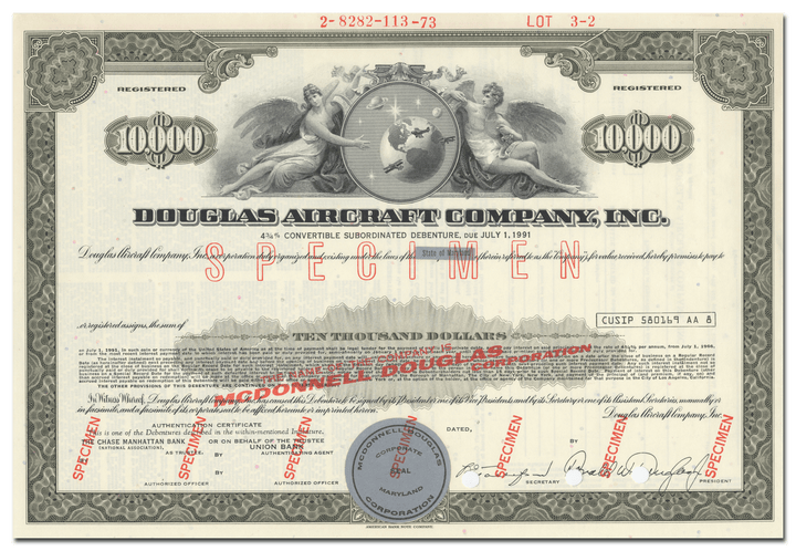 Douglas Aircraft Company, Inc. Specimen Stock Certificate