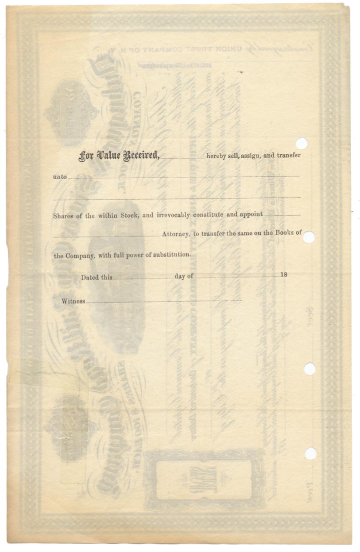 Dubuque & Sioux City Rail Road Company Stock Certificate