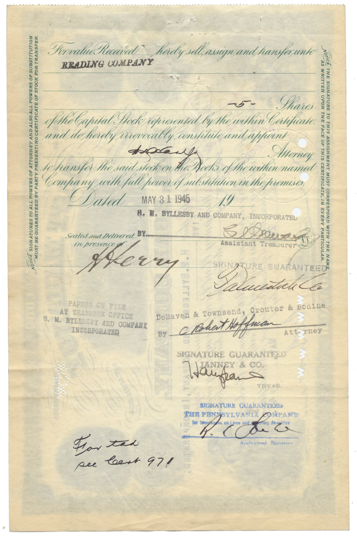 East Mahonoy Rail Road Company Stock Certificate