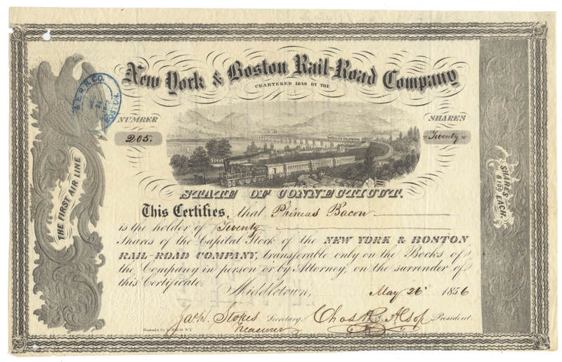 New York & Boston Rail-Road Company Stock Certificate