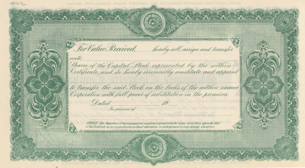 Skidmore Cigarette Company Stock Certificate