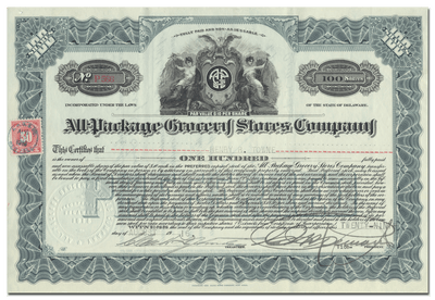 All-Package Grocery Stores Company Stock Certificate