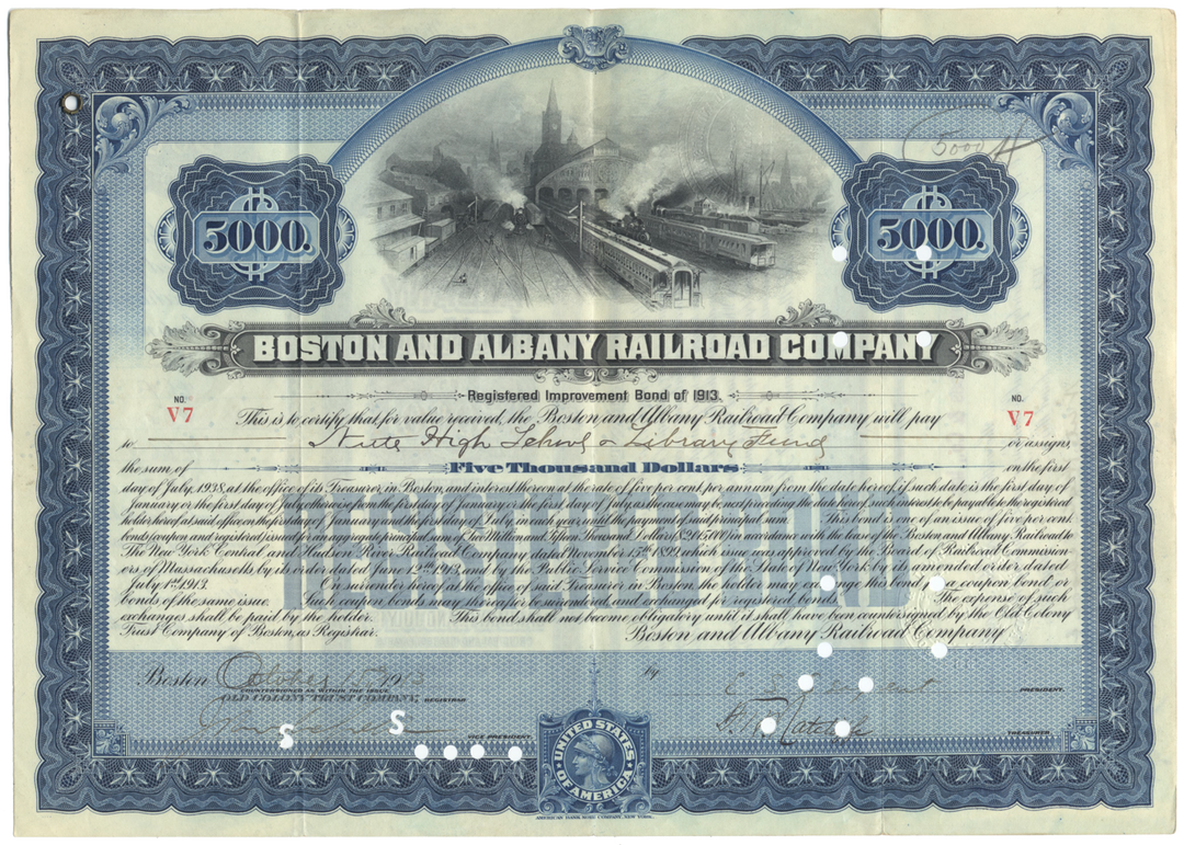 Boston and Albany Railroad Company Bond Certificate