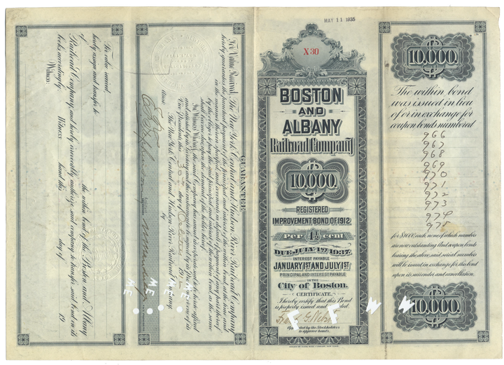 Boston and Albany Railroad Company Bond Certificate