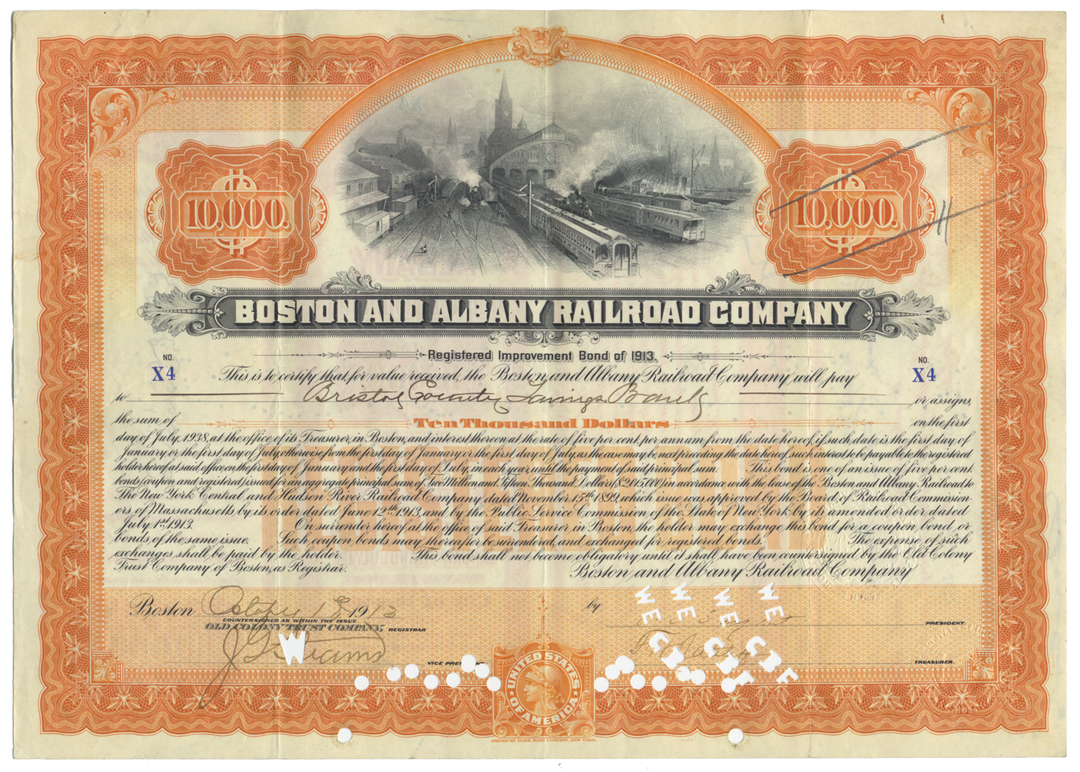 Boston and Albany Railroad Company Bond Certificate