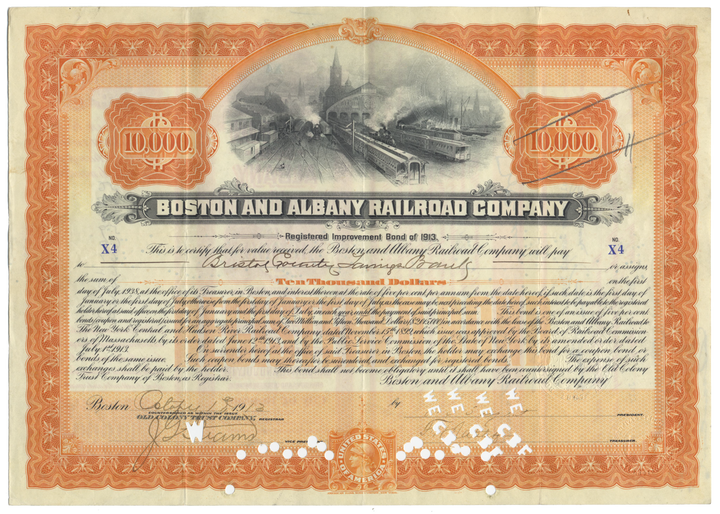 Boston and Albany Railroad Company Bond Certificate