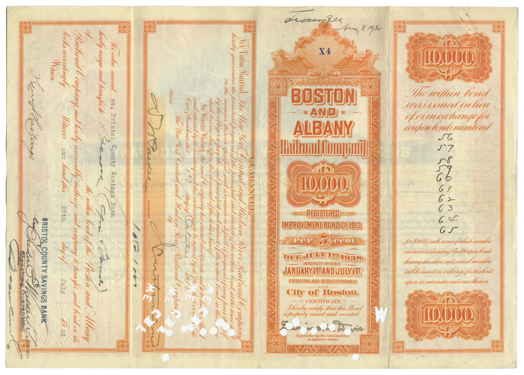 Boston and Albany Railroad Company Bond Certificate