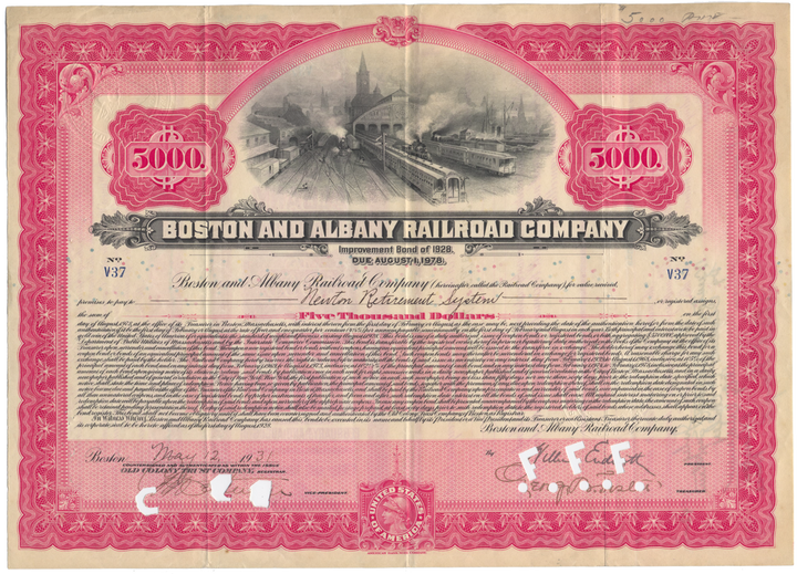 Boston and Albany Railroad Company Bond Certificate