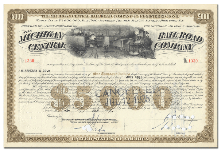 Michigan Central Railroad Company Bond Certificate