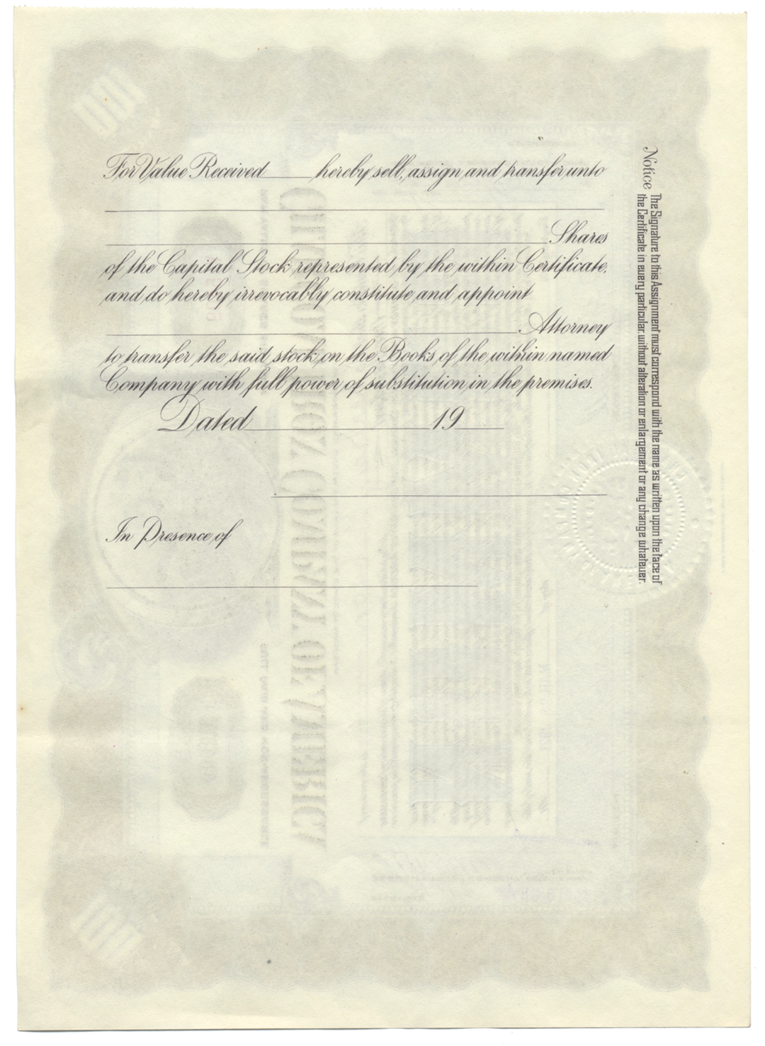 Charcoal Iron Company of America Stock Certificate