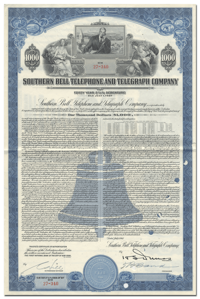 Southern Bell Telephone and Telegraph Company Bond Certificate