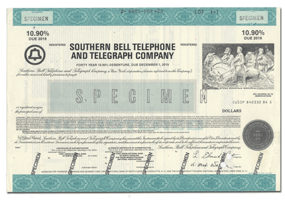 Southern Bell Telephone and Telegraph Company Specimen Bond Certificate