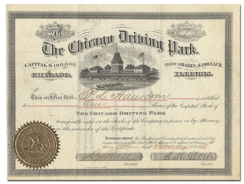 Chicago Driving Park Stock Certificate