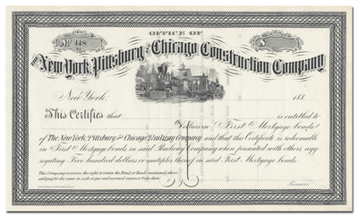 New York, Pittsburg and Chicago Construction Company Stock Certificate