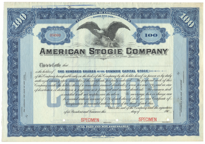 American Stogie Company Specimen Stock Certificate