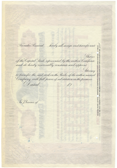 American Stogie Company Specimen Stock Certificate