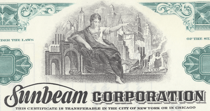 Sunbeam Corporation Specimen Stock Certificate