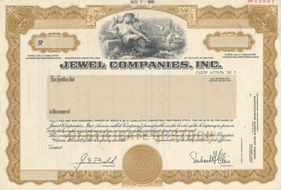 Jewel Companies, Inc. Specimen Stock Certificate