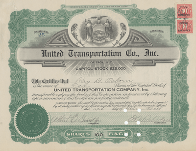 United Transportation Co., Inc. Stock Certificate