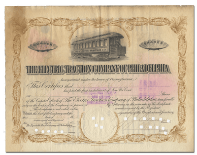 Electric Traction Company of Philadelphia Stock Certificate