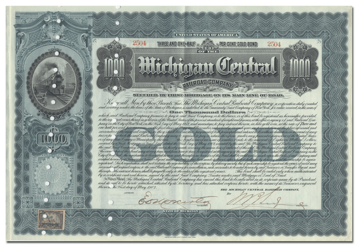 Michigan Central Railroad Company Bond Certificate