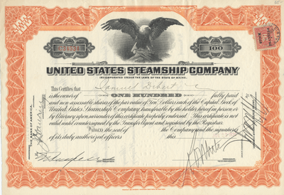 United States Steamship Company Stock Certificate